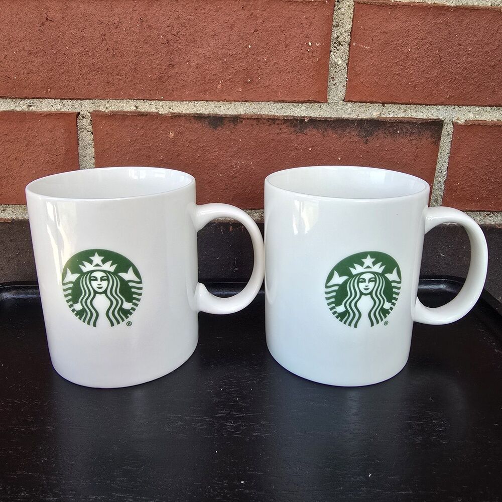 Starbucks 12oz 354ml Green Mermaid Serena Coffee Cup Mug 2016 Set of 2 Logo